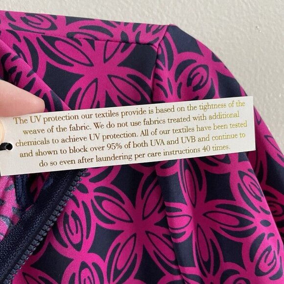 AmberNoon II By Dr. Erum Ilyas Sz XS Berry Tile Half-Zip Swim Cover-Up Dress NWT - Picture 11 of 14